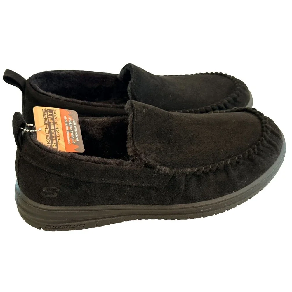 Skechers Murette Ghetti Slippers Men Size 11 Black Luxe Foam Footbed/ NEW!